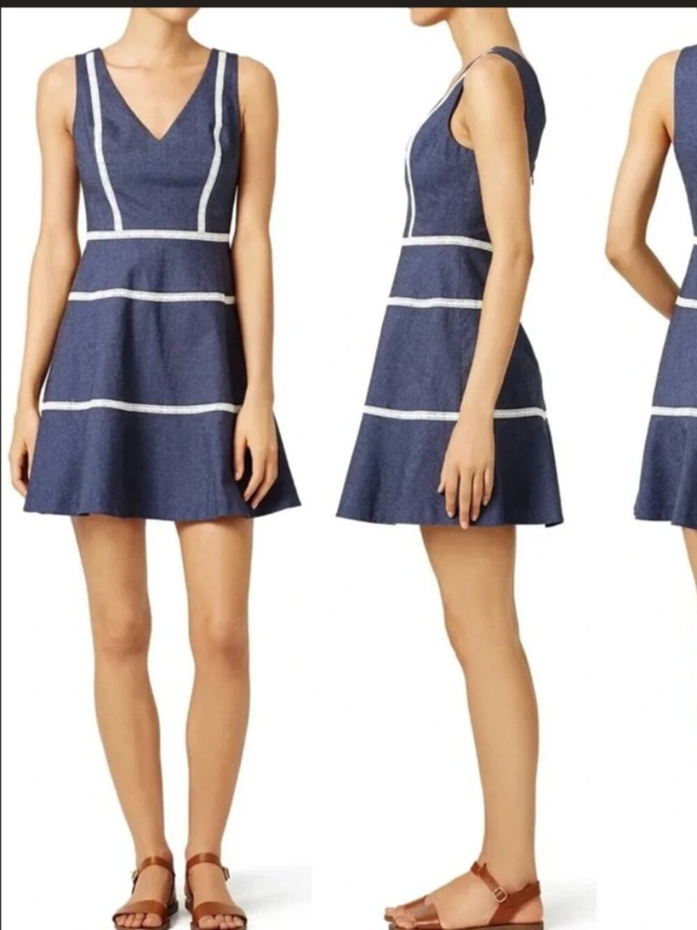 ERIN Erin Fetherson Blue Chambray Raleigh Sleeveless Mini Dress US 6